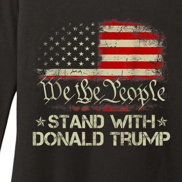 We The People Stand With Donald Trump 2024 American Flag Womens CVC Long Sleeve Shirt