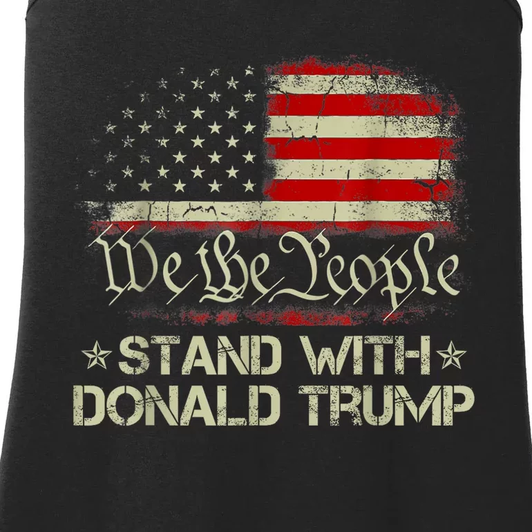 We The People Stand With Donald Trump 2024 American Flag Ladies Essential Tank