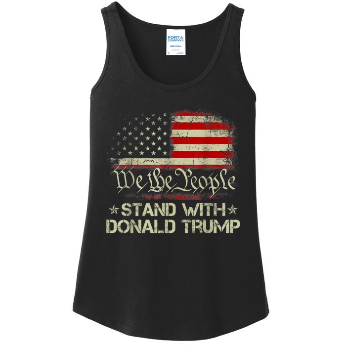 We The People Stand With Donald Trump 2024 American Flag Ladies Essential Tank