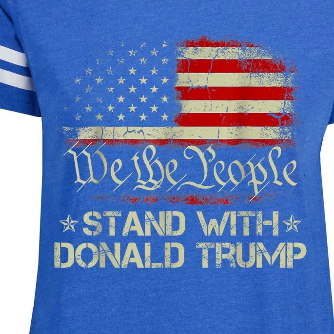 We The People Stand With Donald Trump 2024 American Flag Enza Ladies Jersey Football T-Shirt