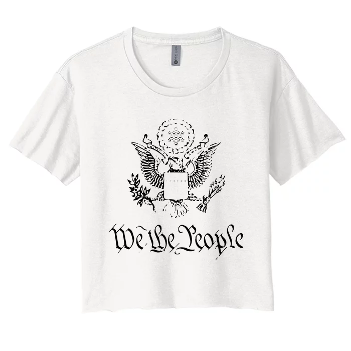 WE THE PEOPLE AMERICAN BALD EAGLE SEAL FLAG US CONSTITUTION Women's Crop Top Tee