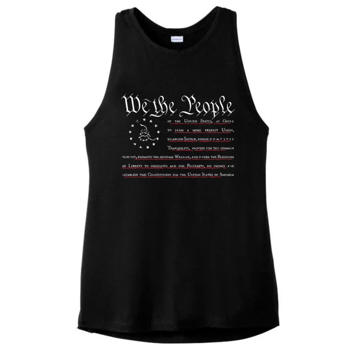 We The People Gadsden USA Flag Preamble Of The Constitution Ladies Tri-Blend Wicking Tank