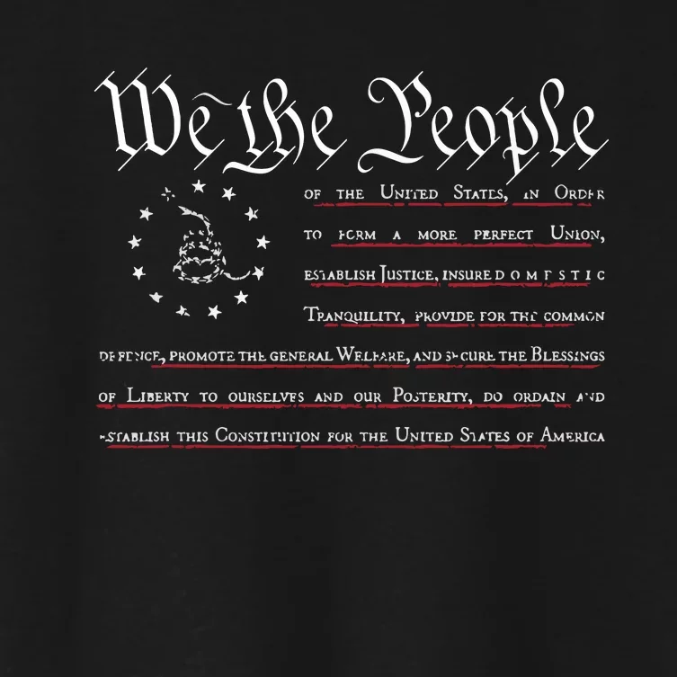 We The People Gadsden USA Flag Preamble Of The Constitution Women's Crop Top Tee