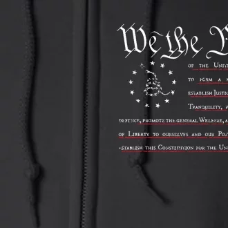 We The People Gadsden USA Flag Preamble Of The Constitution Full Zip Hoodie