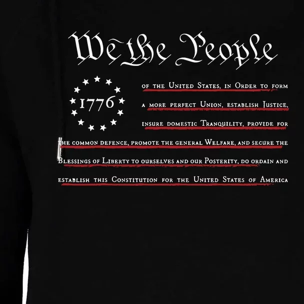 WE THE PEOPLE Preamble US Constitution 4th Of July 1776 Womens Funnel Neck Pullover Hood