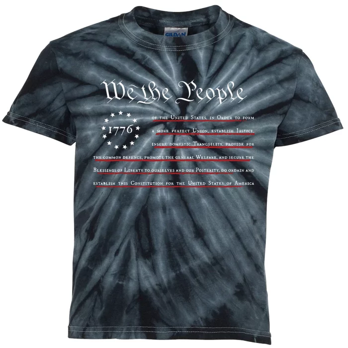 WE THE PEOPLE Preamble US Constitution 4th Of July 1776 Kids Tie-Dye T-Shirt