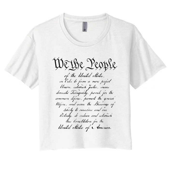 WE THE PEOPLE Preamble To The US Constitution Patriotic Women's Crop Top Tee