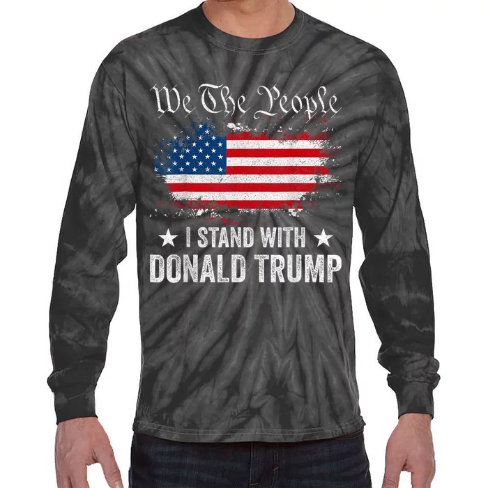 We The People I Stand With Donald Trump 4th Of July Usa Flag Tie-Dye Long Sleeve Shirt