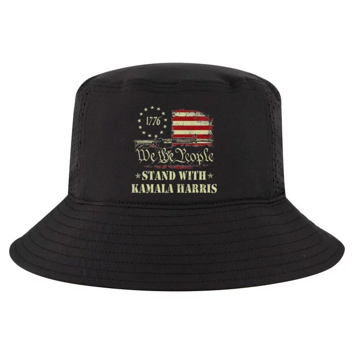 We The People Stand With Kamala Harris 2024 American Flag Cool Comfort Performance Bucket Hat