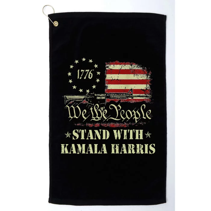 We The People Stand With Kamala Harris 2024 American Flag Platinum Collection Golf Towel