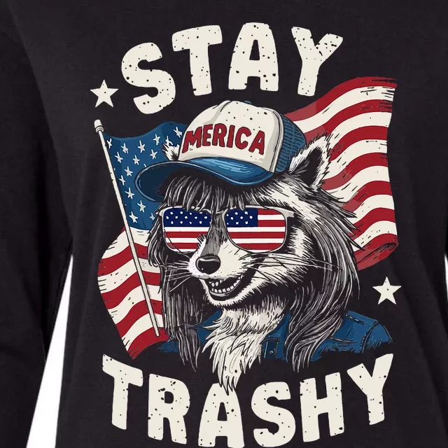 White Trash Party Attire Redneck Raccoon Stay Trashy Usa Womens Cotton Relaxed Long Sleeve T-Shirt