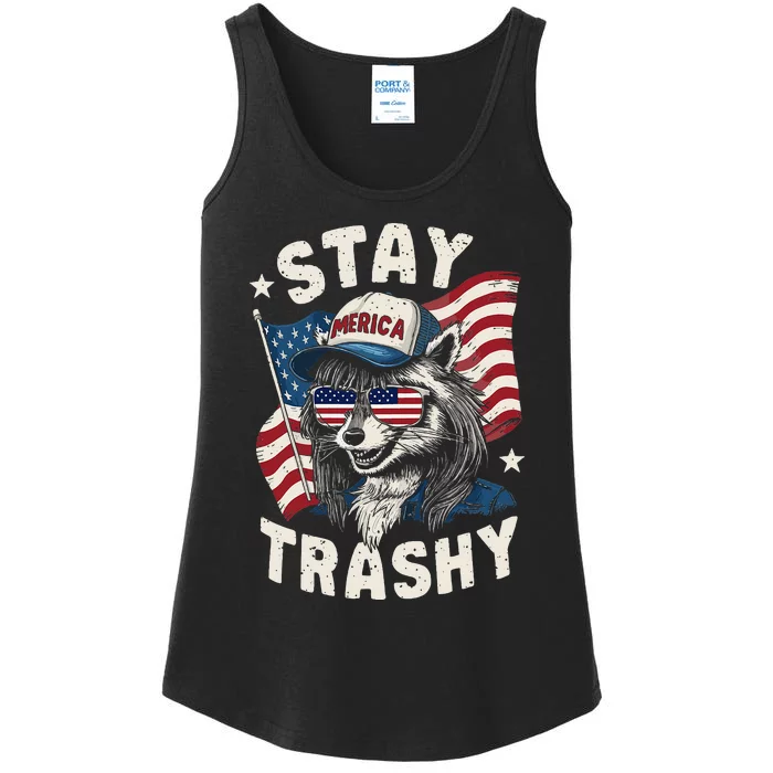 White Trash Party Attire Redneck Raccoon Stay Trashy Usa Ladies Essential Tank