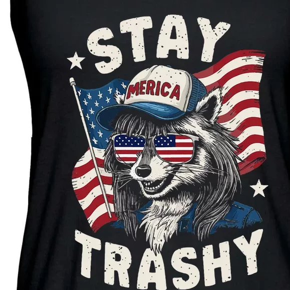 White Trash Party Attire Redneck Raccoon Stay Trashy Usa Ladies Essential Flowy Tank