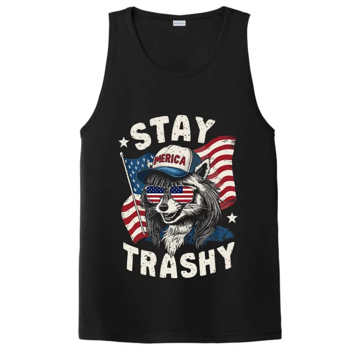 White Trash Party Attire Redneck Raccoon Stay Trashy Usa Performance Tank