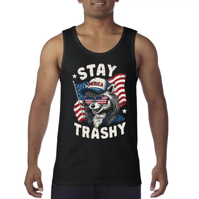 White Trash Party Attire Redneck Raccoon Stay Trashy Usa Tank Top