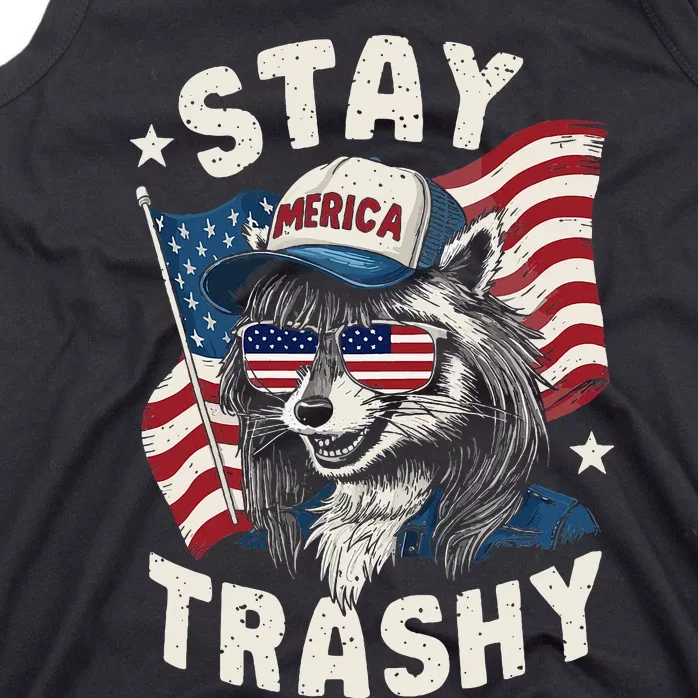 White Trash Party Attire Redneck Raccoon Stay Trashy Usa Tank Top