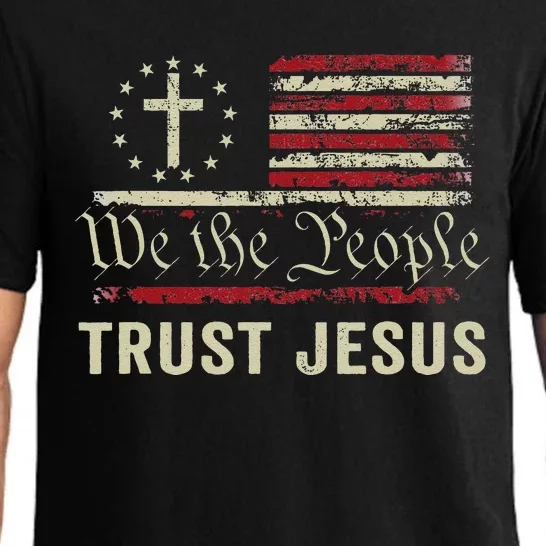 We The People Trust Jesus USA Flag Christian Patriotic Pajama Set