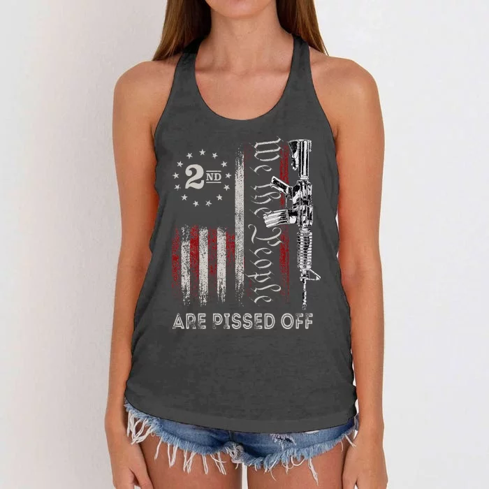 We the People Are Pissed Off Vintage US America Flag Guns Women's Knotted Racerback Tank