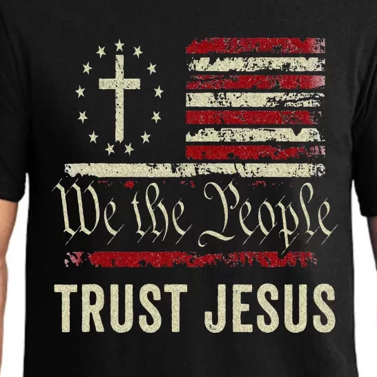 We The People Trust Jesus USA Flag Christian Patriotic Pajama Set