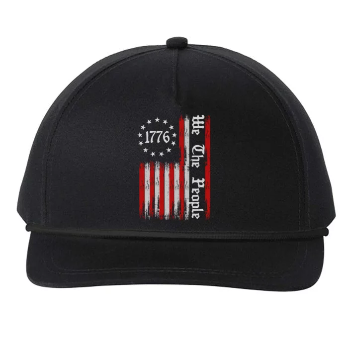 We The People 1776 Distressed USA American Flag Snapback Five-Panel Rope Hat