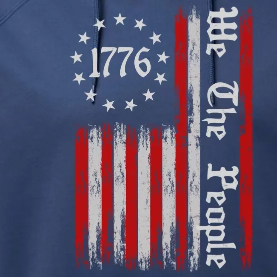 We The People 1776 Distressed USA American Flag Performance Fleece Hoodie