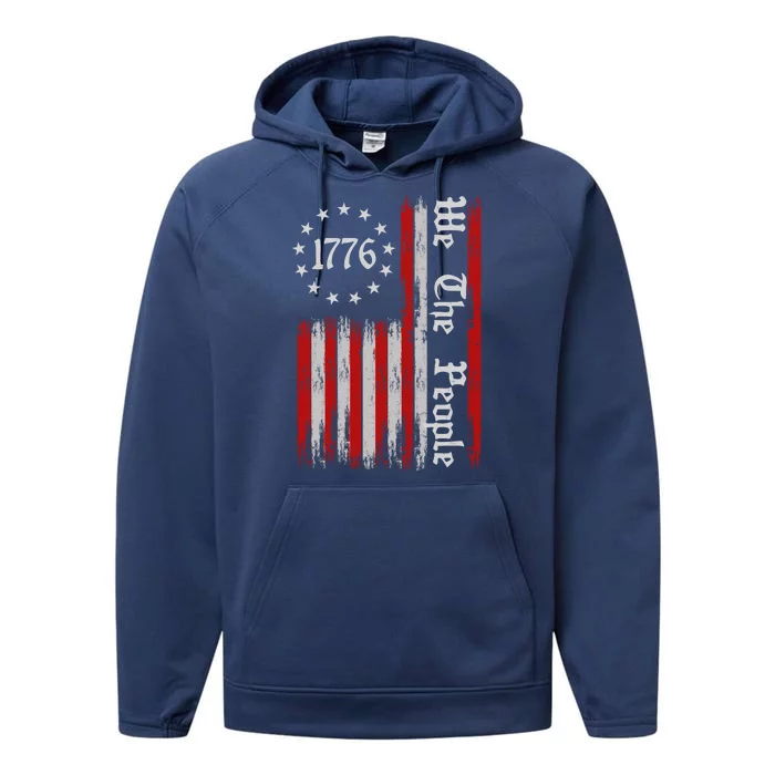 We The People 1776 Distressed USA American Flag Performance Fleece Hoodie