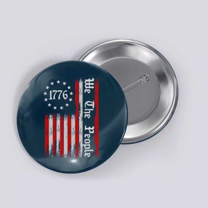 We The People 1776 Distressed USA American Flag Button