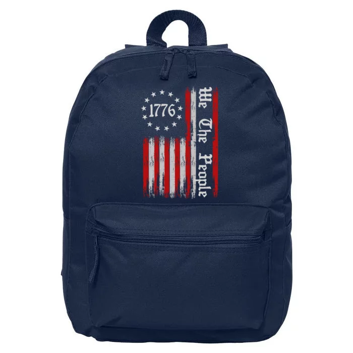 We The People 1776 Distressed USA American Flag 16 in Basic Backpack