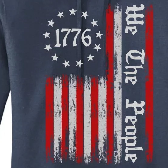 We The People 1776 Distressed USA American Flag Women's Pullover Hoodie