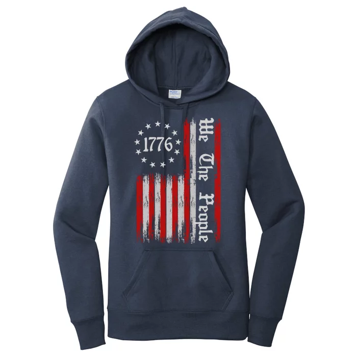 We The People 1776 Distressed USA American Flag Women's Pullover Hoodie