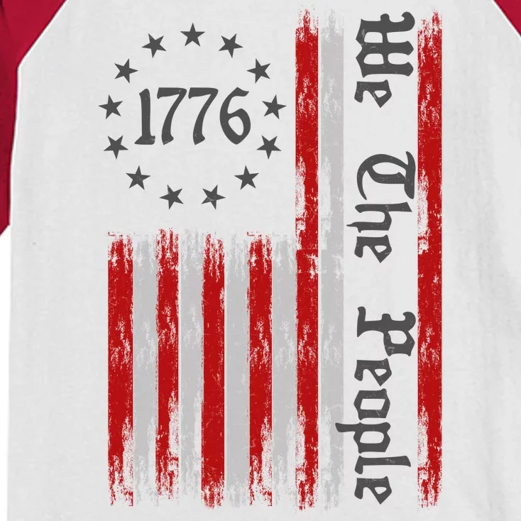 We The People 1776 Distressed USA American Flag Kids Colorblock Raglan Jersey