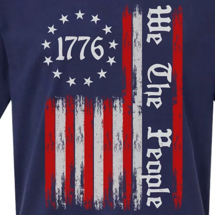 We The People 1776 Distressed USA American Flag Sueded Cloud Jersey T-Shirt