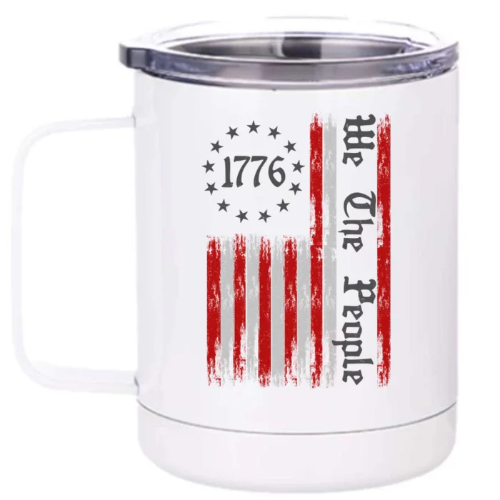 We The People 1776 Distressed USA American Flag Front & Back 12oz Stainless Steel Tumbler Cup