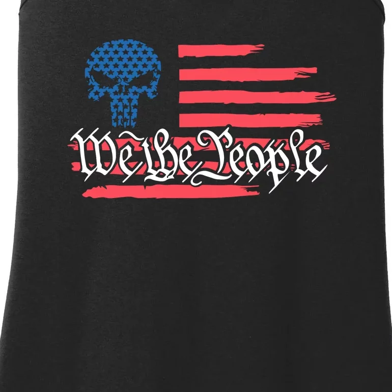 We The People US Flag Skull Ladies Essential Tank