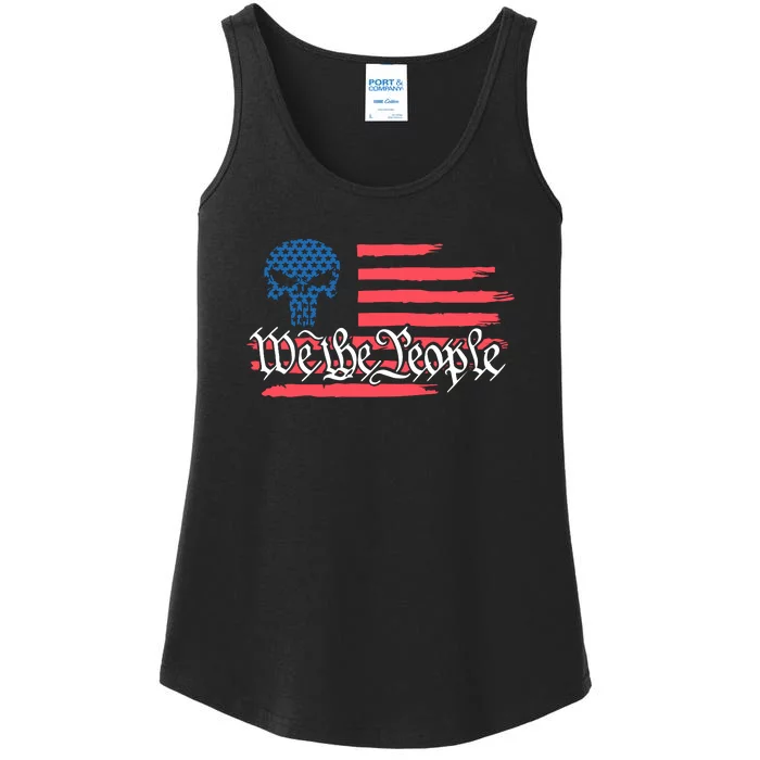 We The People US Flag Skull Ladies Essential Tank