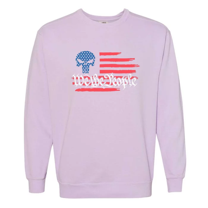 We The People US Flag Skull Garment-Dyed Sweatshirt