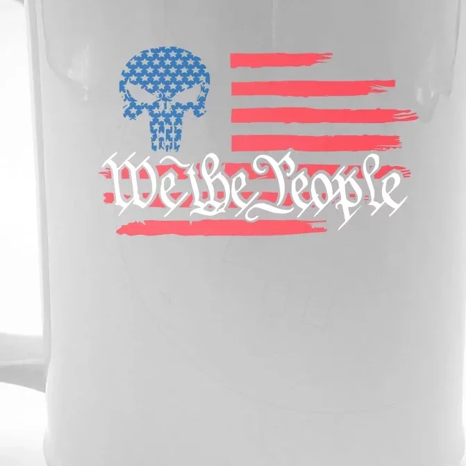 We The People US Flag Skull Front & Back Beer Stein