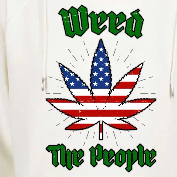 Weed The People Marijuana Usa Flag Funny Womens Funnel Neck Pullover Hood