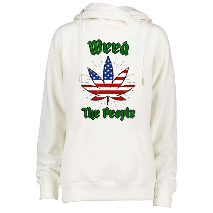 Weed The People Marijuana Usa Flag Funny Womens Funnel Neck Pullover Hood