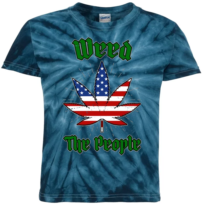 Weed The People Marijuana Usa Flag Funny Kids Tie-Dye T-Shirt