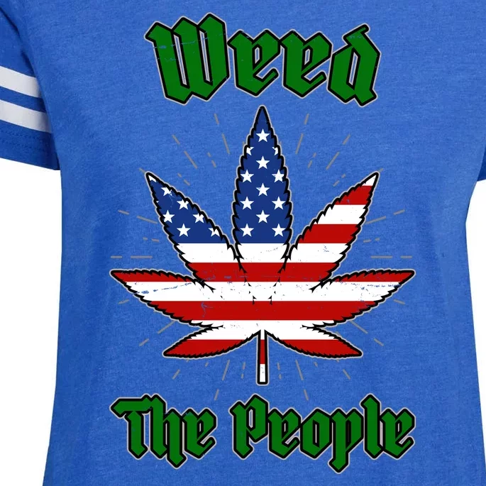 Weed The People Marijuana Usa Flag Funny Enza Ladies Jersey Football T-Shirt