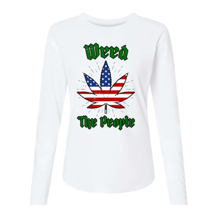 Weed The People Marijuana Usa Flag Funny Womens Cotton Relaxed Long Sleeve T-Shirt