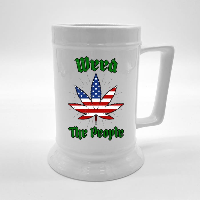 Weed The People Marijuana Usa Flag Funny Front & Back Beer Stein