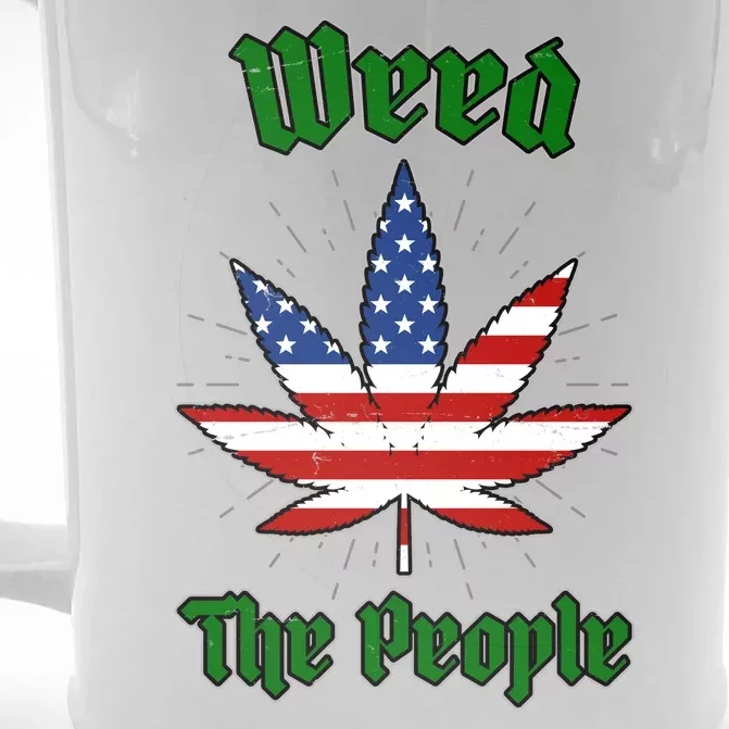 Weed The People Marijuana Usa Flag Funny Front & Back Beer Stein