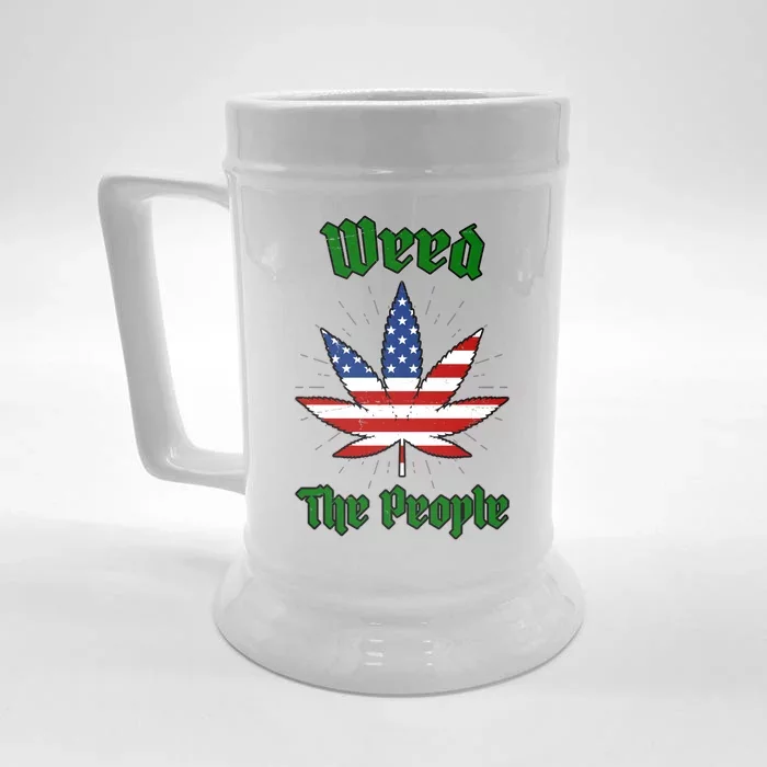 Weed The People Marijuana Usa Flag Funny Front & Back Beer Stein