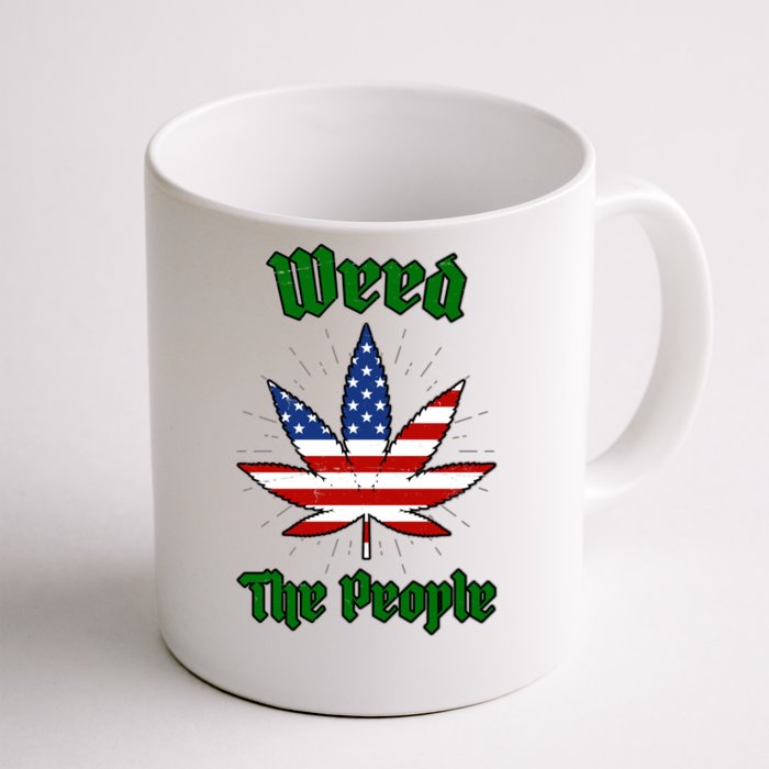 Weed The People Marijuana Usa Flag Funny Front & Back Coffee Mug