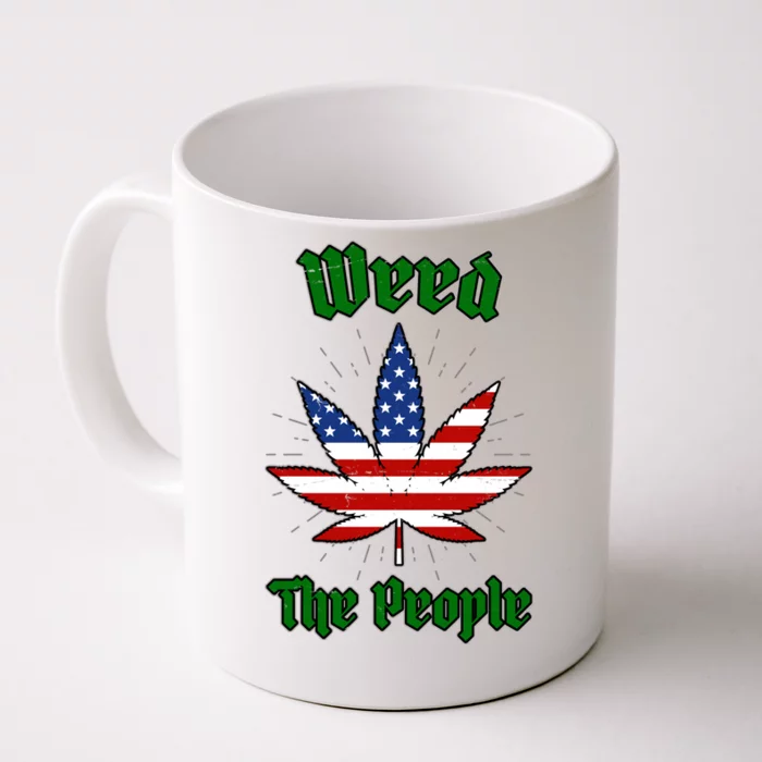 Weed The People Marijuana Usa Flag Funny Front & Back Coffee Mug