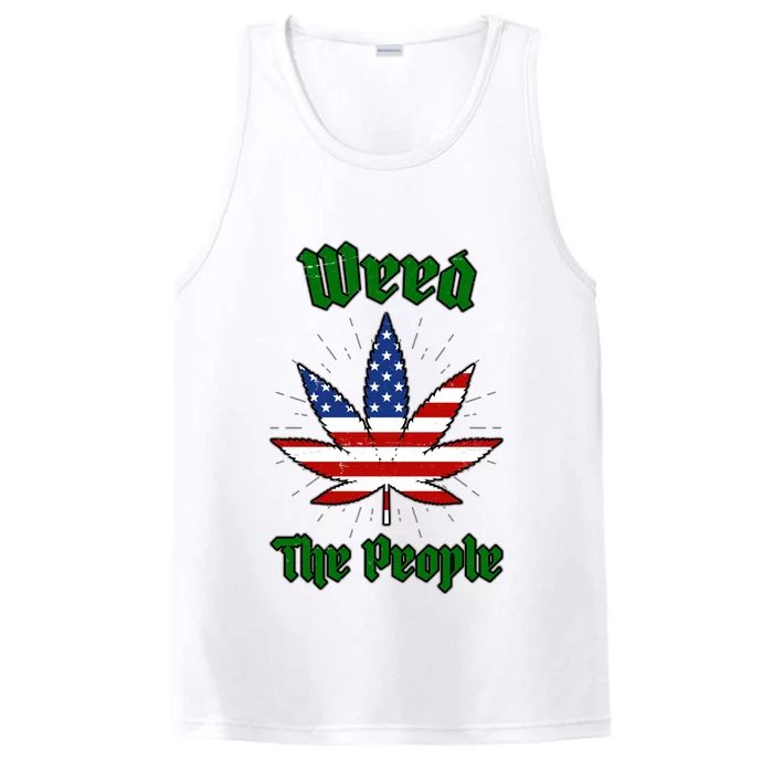 Weed The People Marijuana Usa Flag Funny Performance Tank