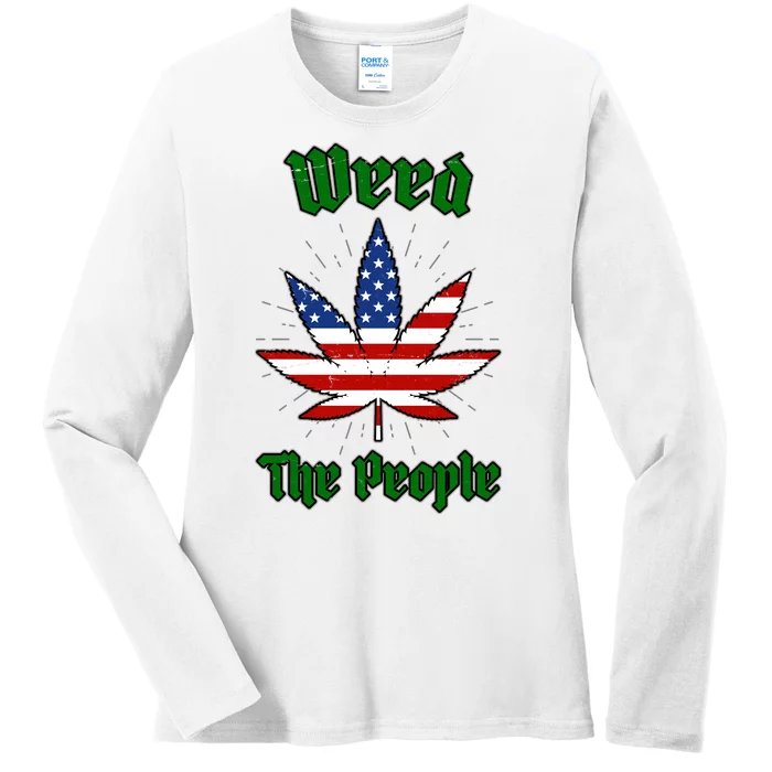 Weed The People Marijuana Usa Flag Funny Ladies Long Sleeve Shirt