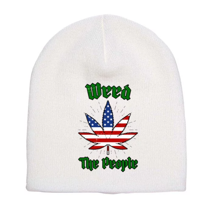 Weed The People Marijuana Usa Flag Funny Short Acrylic Beanie